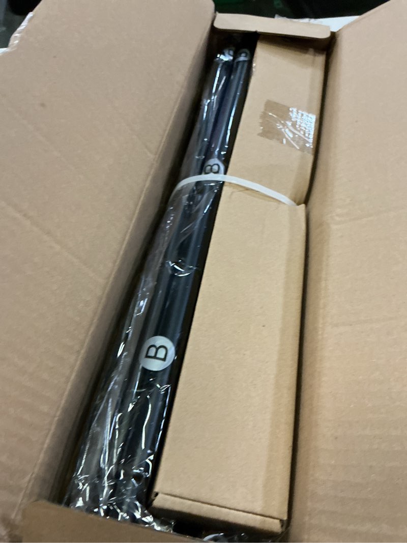Condition photo showing New/Like New for black double curtain rod, 72 to 144 inch extra long dual curtain rods with boho netted texture finial, decorative 1 inch adjustable window treatment rod, antique vintage farmhouse double drapery pole black 72"-144"