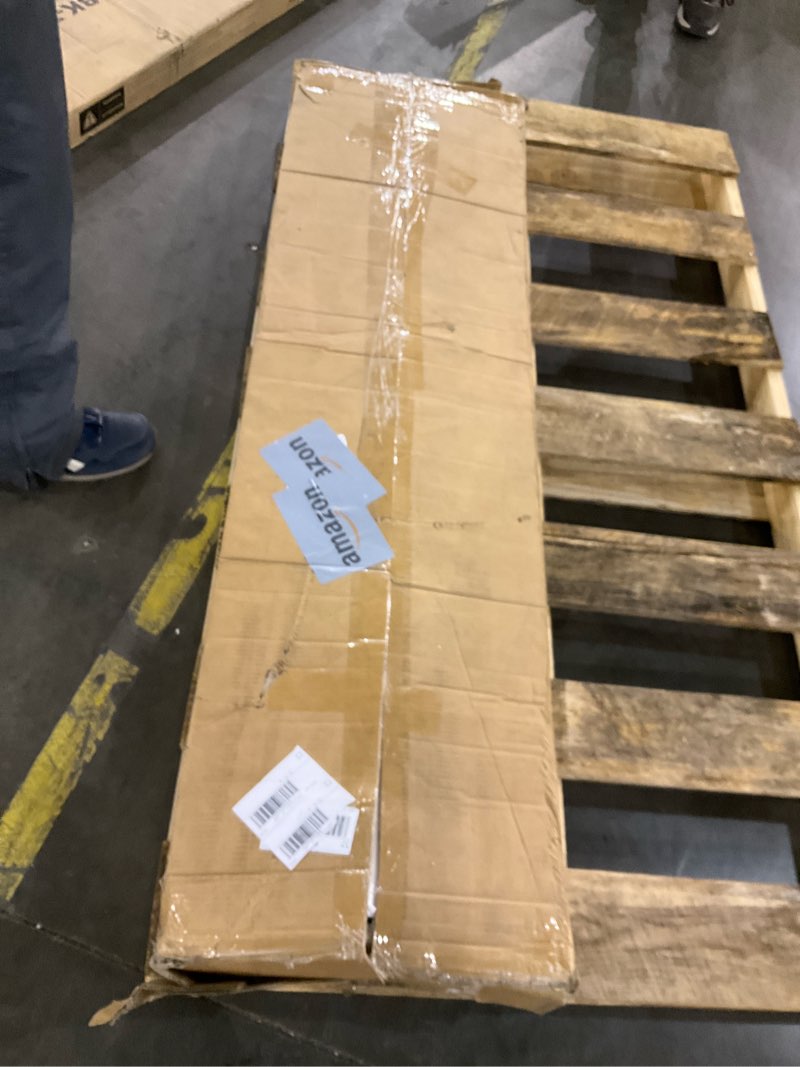 Condition photo showing As Is for LITTLE TREE Console Table with Storage, 63-Inch Narrow Long Sofa Table, Entryway Table with 6 Cubes, Farmhouse Storage Shelves for Entryway, Living Room Brown + Black 11.8" D x 63" W x 31.5" H