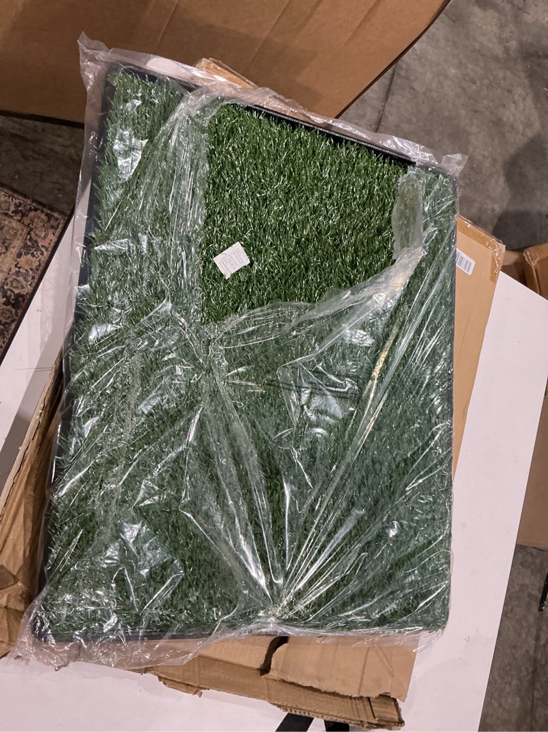 Condition photo showing Good Condition for petmaker artificial grass puppy pee pad with tray, reusable dog potty training mat for indoor & outdoor use, easy clean artificial turf surface