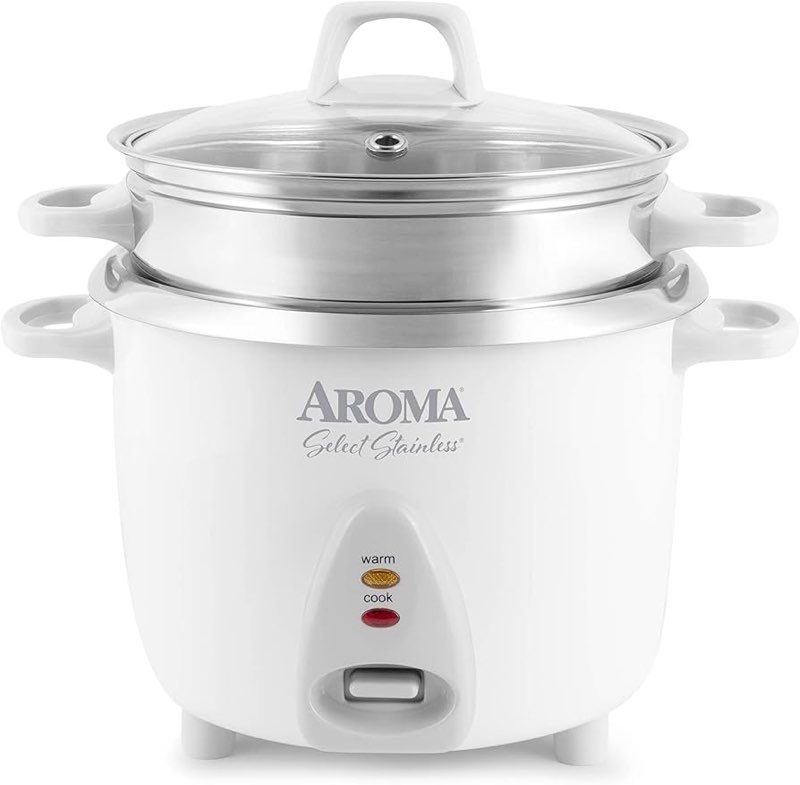 Aroma Housewares 14-Cup (Cooked) / 3Qt. Select Stainless Pot-Style Rice Cooker, & Food Steamer, One-