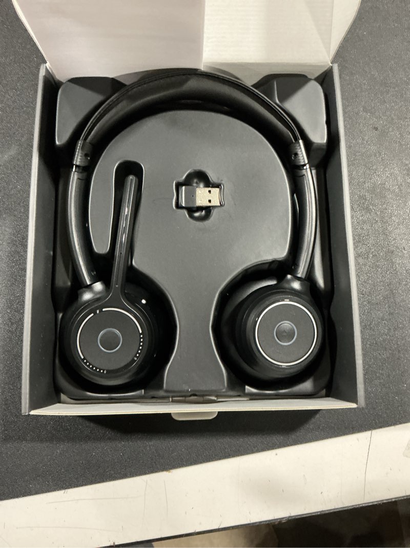 Condition photo showing New/Like New for (2026 Upgraded) Wireless Headset with Mic for Work, Bluetooth Headset with Noise Canceling Microphone, Wireless Headphones with Mic and USB Dongle and Mute, Fit for Computer/PC/Teams Black