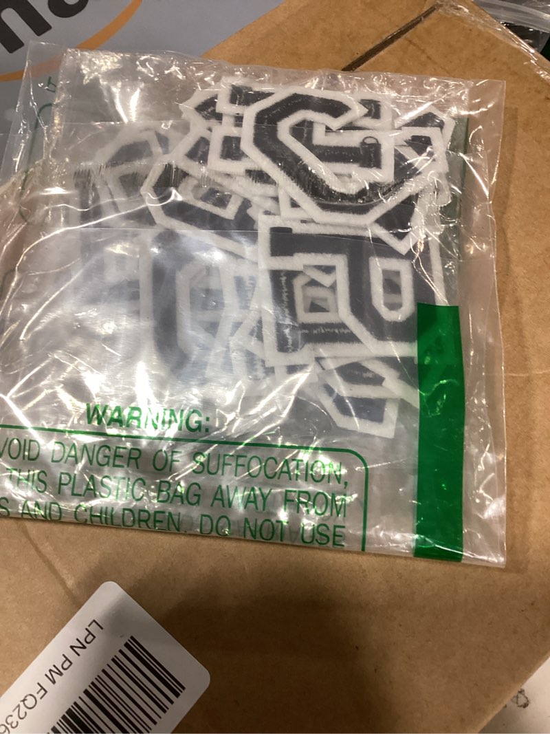 Condition photo showing New/Like New for jongdari iron on letters, 52 pcs alphabet patches with ironed adhesive, decorate repair patches for shirts jackets hats jeans shoes bags(black) black 52 letters