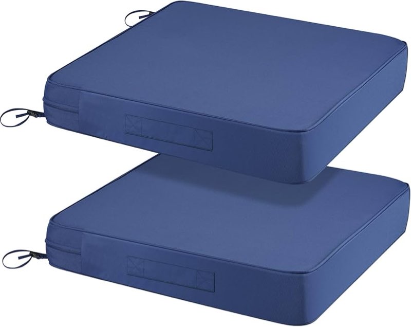 Outdoor Chair Cushions, 22" L x 22" W Navy Blue Replacement Cushions for Outdoor Furniture Waterproof Patio Sectioanl Couch Cushions Square