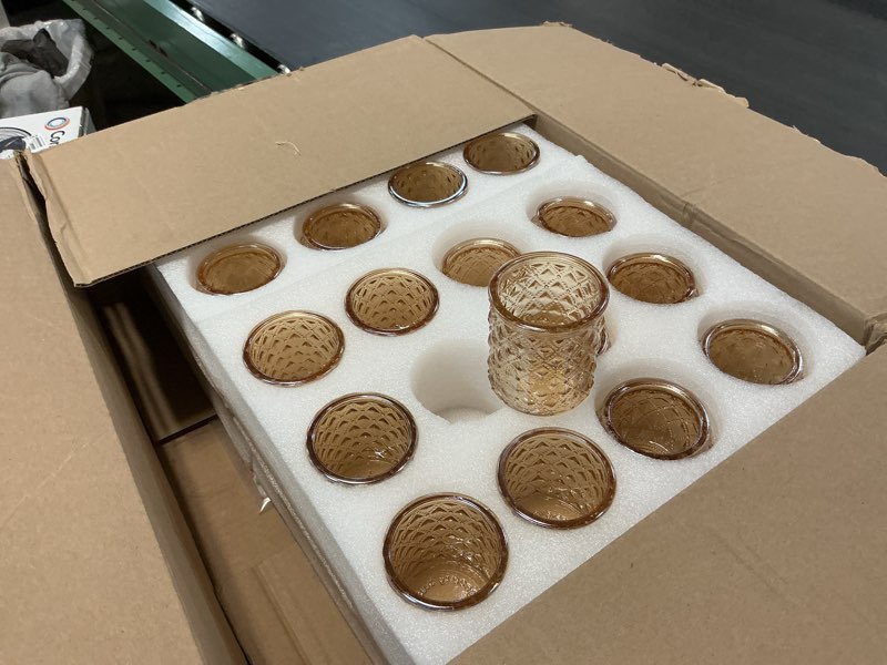 Condition photo showing Good Condition for Maxdot Votive Candle Holders Set of 48- Round Glass Candle Holder Bulk for Wedding Home Decoration, Tea Lights Holders for Wedding Shower, Party Gift(Gold)