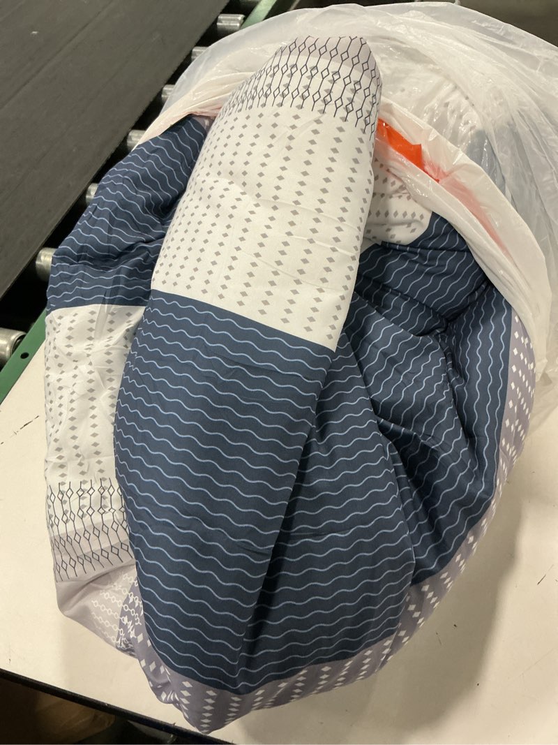 Condition photo showing As Is for Litanika Mineral Blue Bed Comforter Set Twin Size, 2 Pieces Lightweight Striped Bedding Comforter Set, Soft All Season Down Alternative Comforter (1 Comforter, 1 Pillowcase) Twin/Twin XL Mineral Blue