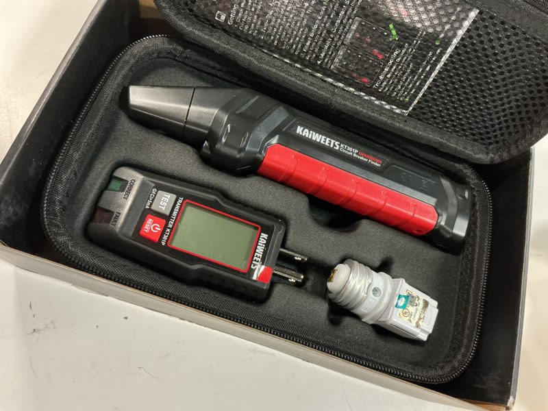 Condition photo showing Good Condition for kaiweets circuit breaker finder with lcd display, gfci outlet tester, electrical circuit tracer tool with ncv test & flashlight, includes carrying case and adapters- kt301p