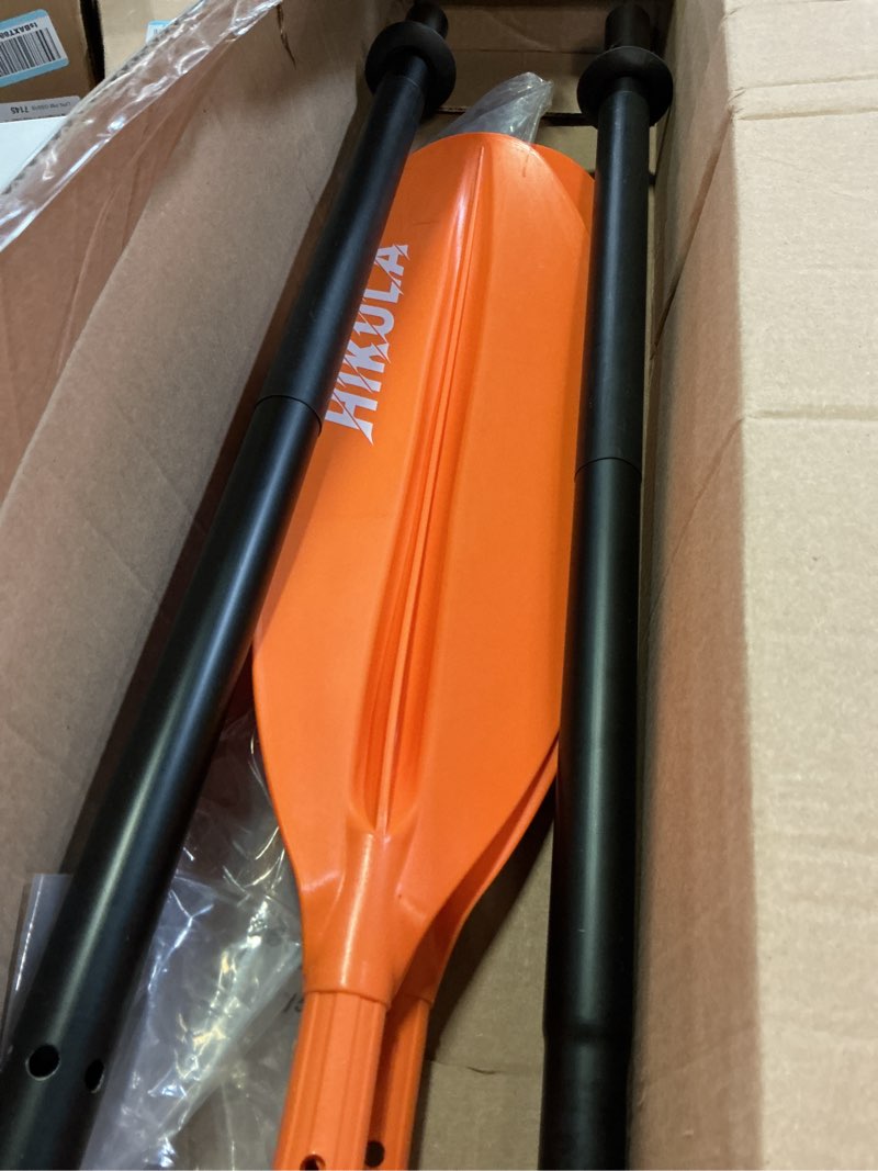 Condition photo showing Good Condition for kayak paddle 4 pieces aluminum shaft and pp blade floating 86.6in/220cm, 90.5inch/230cm lightweight oars orange 220cm/86"