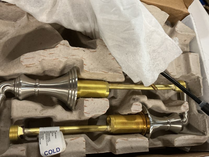 Condition photo showing As Is for kohler k-394-4-bn devonshire® widespread bathroom sink faucet, pop-up drain assembly, 3-hole bathroom faucets, 2-handle, 1.2 gpm, vibrant brushed nickel widespread faucet brushed nickel
