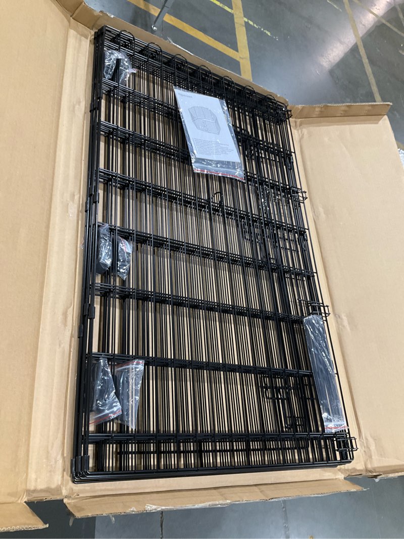 Condition photo showing Good Condition for amazon basics foldable octagonal metal exercise dog playpen, indoor/outdoor, single door, 8 panels, 24 x 42 inches, portable pet fence, large, black single door 42"h