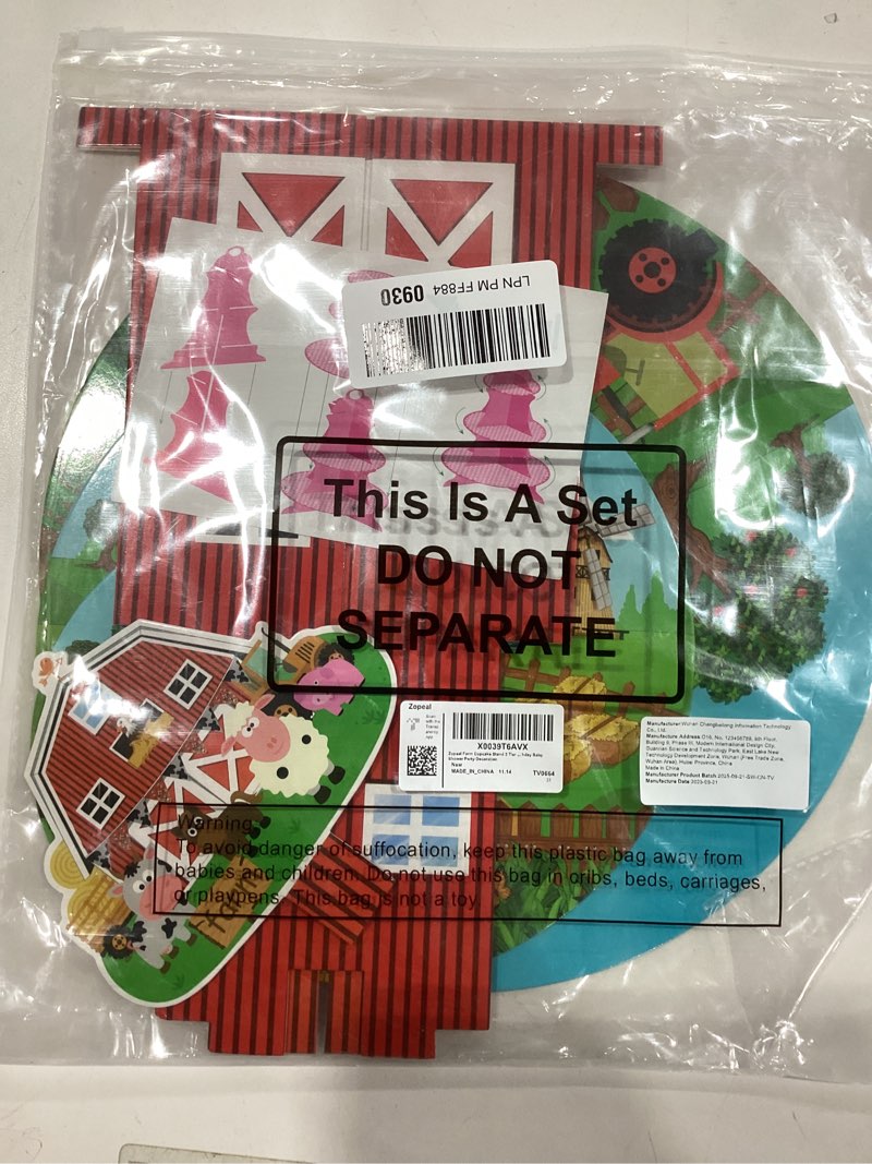 Condition photo showing Good Condition for Zopeal Farm Cupcake Stand 3 Tier Farm Theme Animal Cup Cake Holder Stand Cardboard Farmhouse Dessert Tower Round Barnyard Pastry Serving Platter for Party Supply Birthday Baby Shower Party Decoration Farm Animal