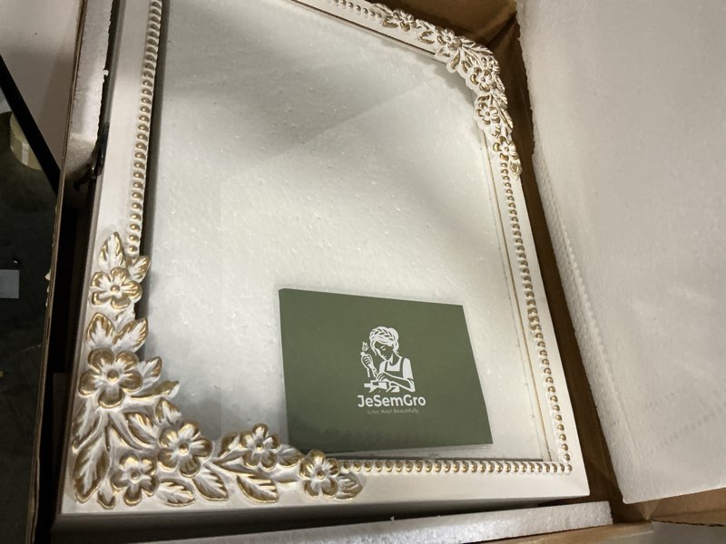 Condition photo showing New/Like New for 11x14 Shadow Box Frame - Vintage Gold & White Wood Display Case with Metal Latch & Real Glass - Large Memory Box Shadowbox for Wedding, Graduation, DIY - Pet Memorial & Loved One Remembrance
