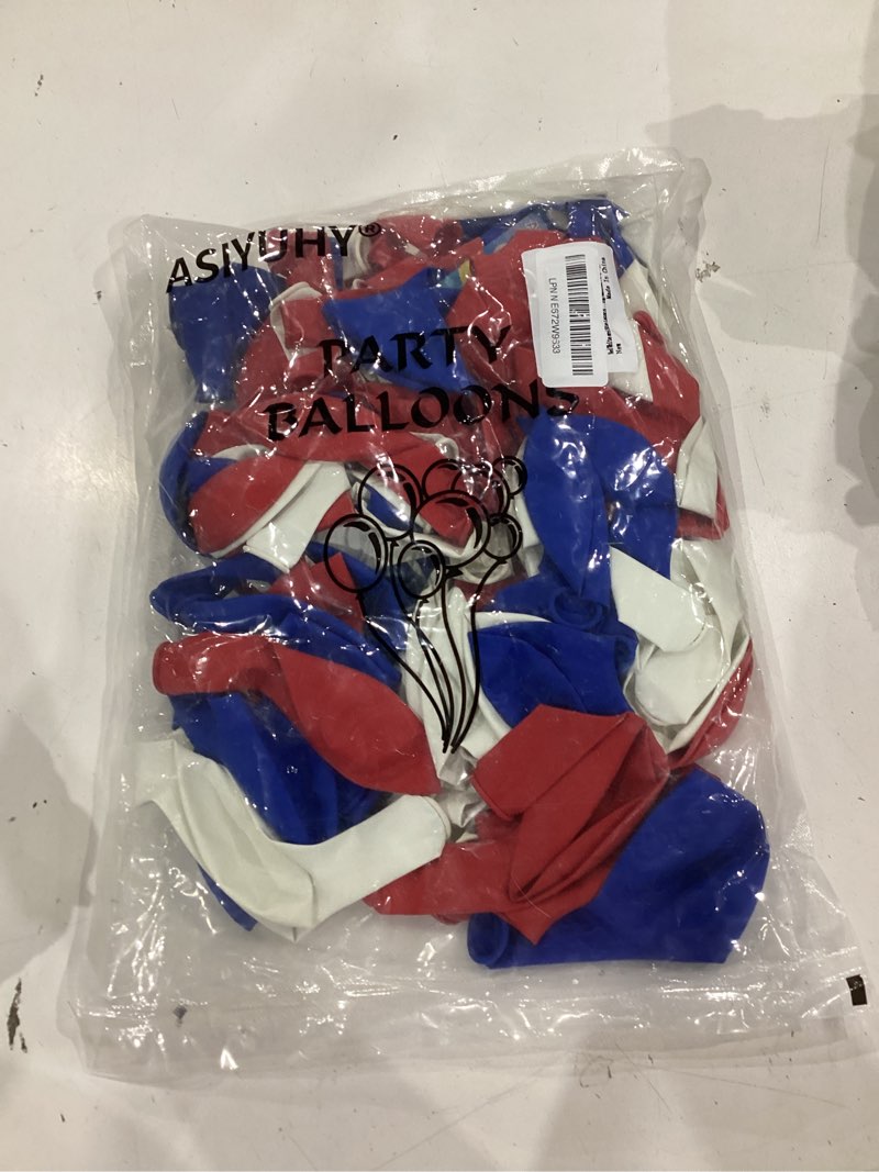 Condition photo showing New/Like New for red white and blue latex balloons 100 pack for 4th of july decorations independence day patriotic anniversary graduation birthday wedding nautical party supplies red white blue balloons