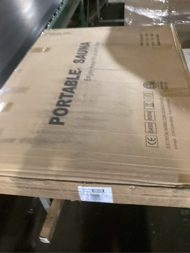 Condition photo showing New/Like New for zonemel oversize portable far infrared 1 person sauna, personal sauna spa for relaxation at home, with handheld remote control, heated footpad and folding chair (l 33.0” x w 31.5” x h 40”, x-large) 33.0"x31.5"x40" black