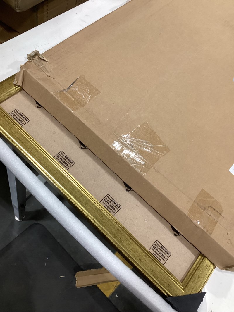 Condition photo showing As Is for 16x24 wood frame gold, ornate natural 24x16in picture poster frame, modern golden 16 x 24inch gallery wall photo frame with hd plexiglass, horizontal vertical wall mounting display 1pcs gold 16x24