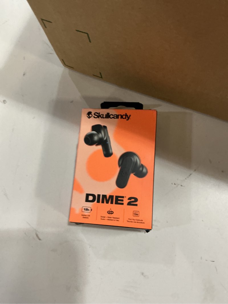 Condition photo showing New/Like New for Skullcandy Dime 2 Wireless Earbuds, Bluetooth Headphones, Noise Isolating Fit, Up to 12 Hours Battery, Microphone for iPhone Android, Easy Carry with Integrated Lanyard - True Black True Black One Dime 2