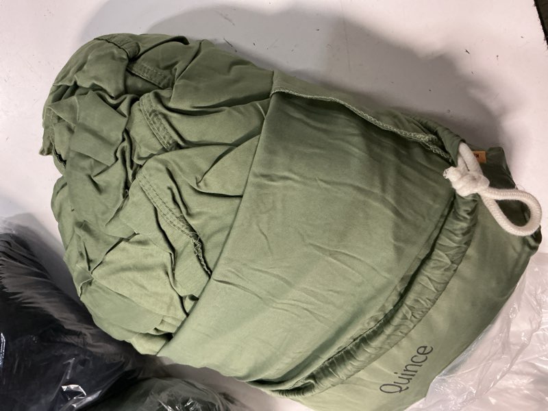 Condition photo showing As Is for bamboo duvet cover set, king/cal king, olive