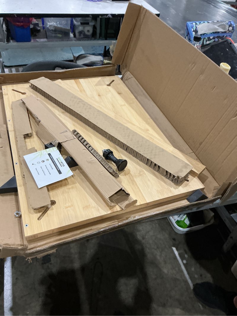 Condition photo showing As Is for bamotto craftbamboo 30 x 21 in extra large bamboo cutting board, stovetop cover, sink cover, noodle board with detachable legs & detachable non-slip front lip for kitchen countertop natural color of bamboo - xxxl 30"l x 21"w