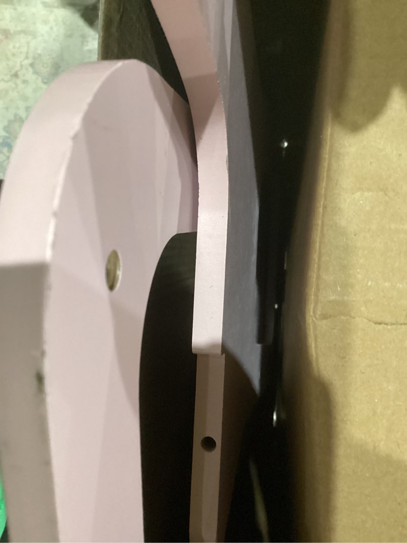 Condition photo showing As Is for ROBUD Baby Doll High Chair, Pretend Play High Chair with Seat Belt, White Wooden Baby Doll Accessories with Movable Tabletop, Fits 18-20 Inch Dolls, WRP27