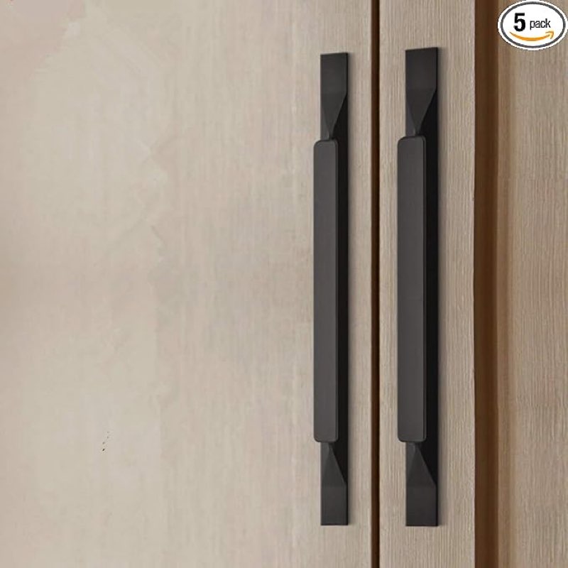 kitchen cabinet pulls - black cabinet handles - 5 pack long cabinet hardware for drawers dresser furniture pulls (18.9 inches hole center - 23.62 inches length)