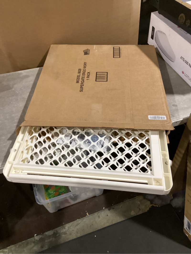Condition photo showing Good Condition for Toddleroo by North States - Supergate Ergo Baby Gate: Plastic Baby Gate for Stairs & Doorways - Adjustable Indoor Safety Gate - Made in USA - 26 to 42 Inches Wide - 26 Inches Tall - Ivory