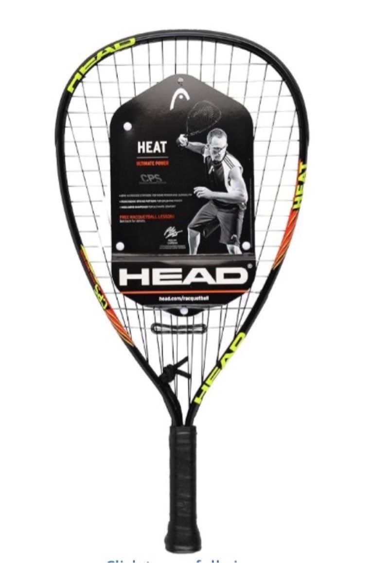 head cps heat racquetball racquet – pre-strung beginner racquet with cps power technology, lightweight frame, damp plus vibration control