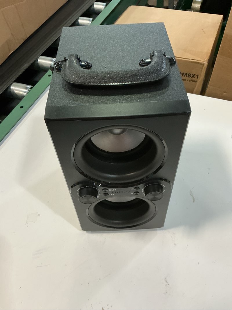Condition photo showing New/Like New for bluetooth speakers, 80w(peak) wireless tws portable bluetooth speaker, beat-driven lights, 100db loud stereo speaker with bassup, speakers with subwoofer for outdoor, party, camping deepblack