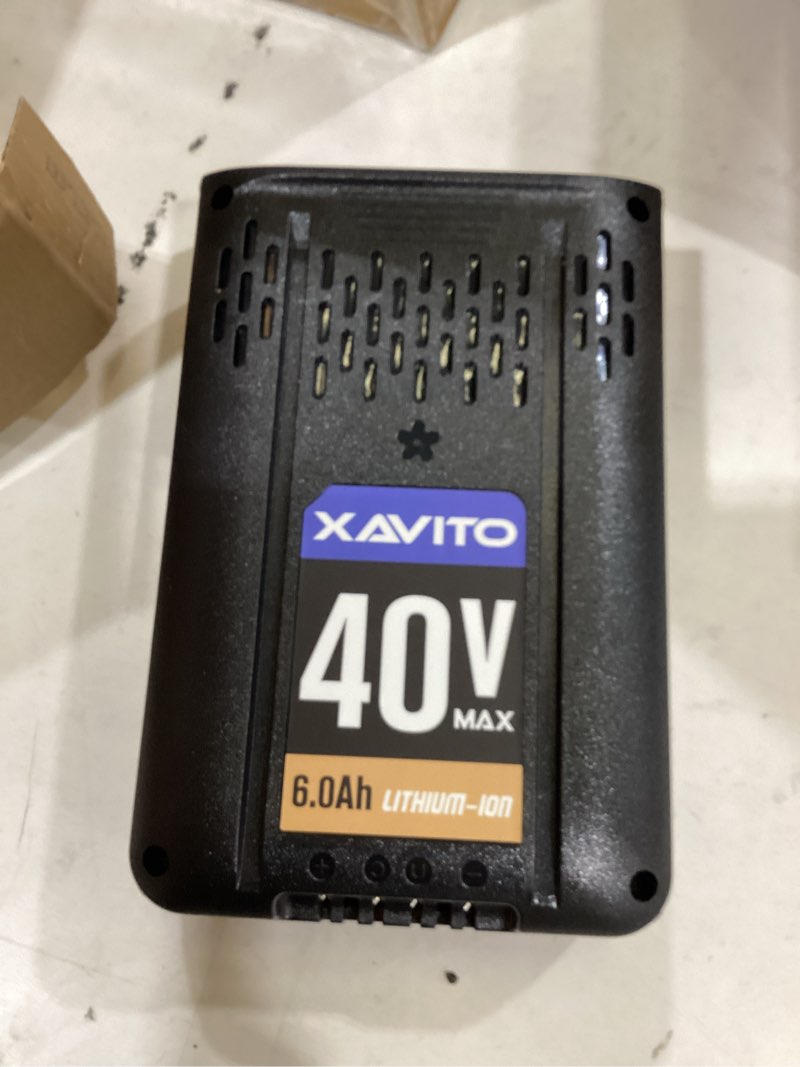 Condition photo showing New/Like New for xavito replacement for kobalt 40v battery 6.0ah, new upgraded 5x longer runtime, compatible with kobalt 40v cordless power tool, for 40v max battery kb440-03 kb2540c-06 kb240-03 krc60