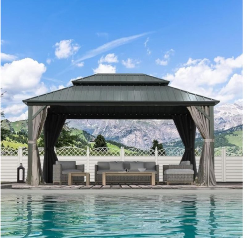 12 Ft. W x 16 FL. D Metal Patio Gazebo