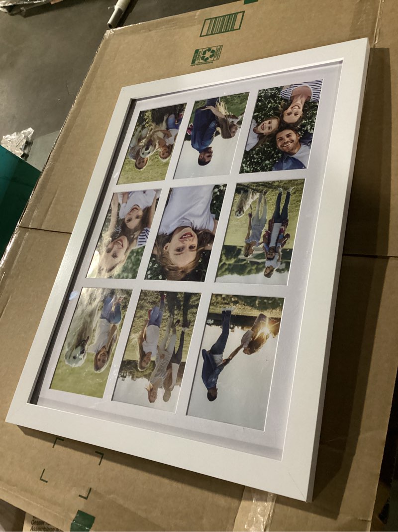 Condition photo showing As Is for Americanflat 4x6 Collage Picture Frame with Polished Plexiglass - Multi Picture Frames Fit Nine 4x6 Photos or Use as One 14x20 Frame for Wall Display - Signature Collection - White White 14x20 Nine 4x6 Photos
