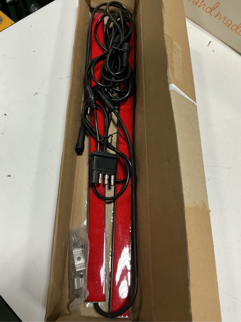 Condition photo showing As Is for 15 inch led trailer tail brake light strips, 2 pcs universal red turn signal running lights bar, dc 12v aluminum brake tail light for trailer truck camper minivans pickup rv 15.35 inch / 39 cm
