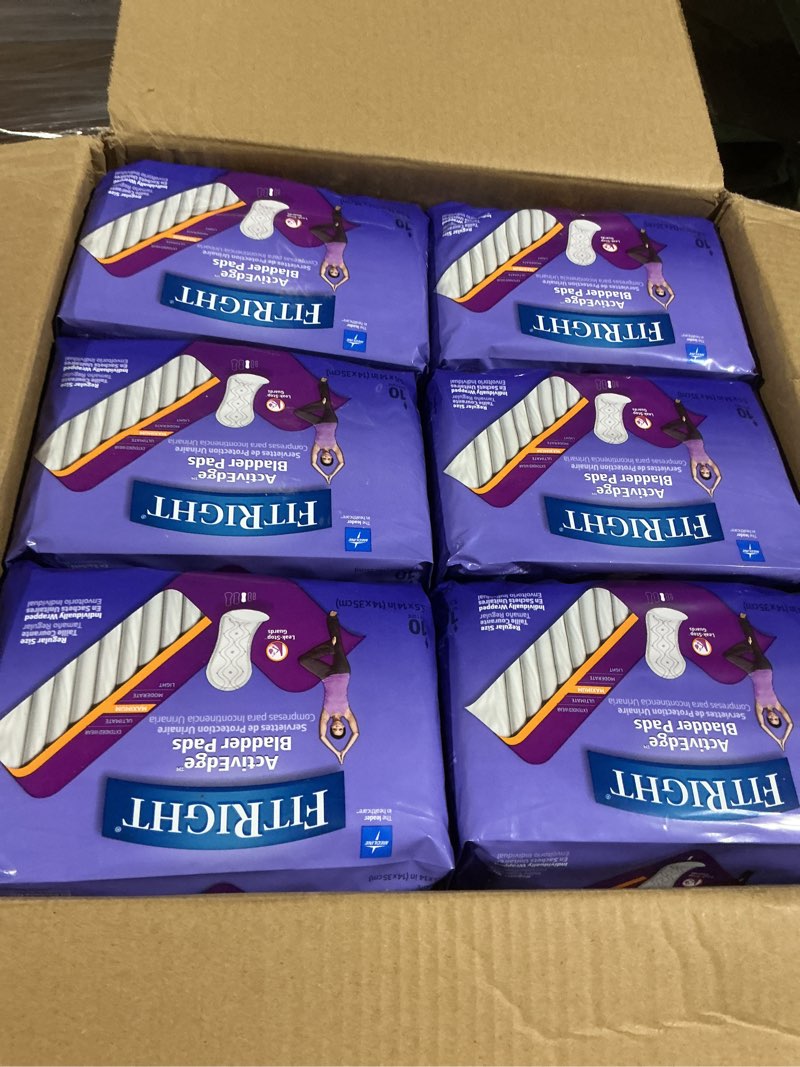 Condition photo showing Good Condition for FitRight Incontinence Bladder Control Pads, Maximum Absorbency, 5.5" x 13.75", 10 Count (Pack of 12)