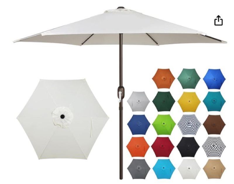7.5 ft patio umbrella, yard umbrella, outdoor market umbrella with push button tilt crank (creamy white)