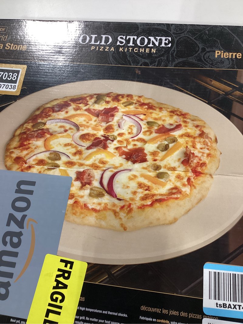 Condition photo showing Good Condition for old stone round pizza stone, 16-inch 16 inch stone