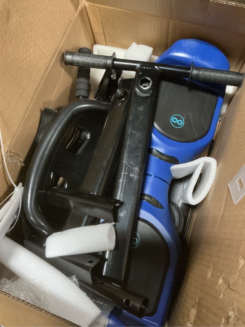Condition photo showing Good Condition for gyroor scooter with adjustable seat attachment, 6.5" all-terrain self balancing scooter, led lights & bluetooth for kids and adults, blue