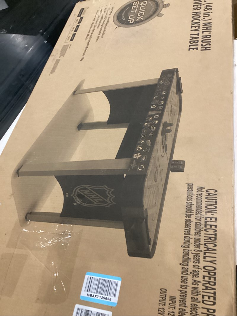 Condition photo showing New/Like New for 48" Mid-Size NHL Rush Indoor Hover Hockey Game Table; Easy Setup, Air-Powered Play with LED Scoring, Multicolored