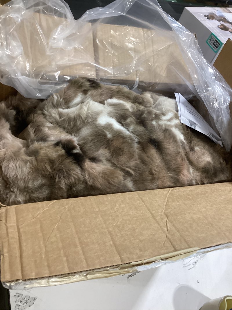 Condition photo showing Good Condition for Faux Fur Throw Blanket for Couch, Fluffy Fuzzy Plush Bubble Blanket, Soft Warm Cozy Shaggy Rabbit Blanket, Luxury Decorative Gifts for Sofa Bedroom Living Room, 108x90inch (Tie-Dye-Brown) Tie-dye-brown 108x90inch