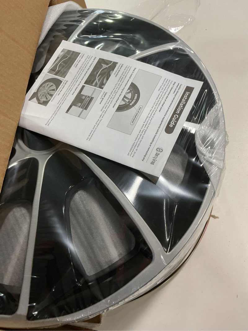 Condition photo showing Good Condition for Hubcaps 4-Pack Kit, 17 inch Hub Caps Set of 4 Wheel Covers with Universal Snap-On Retention Rings, 2-Tone ABS Plastic Black and Silver Car Rims for All Models (SG-5084-DP-17) 17" Black & Silver