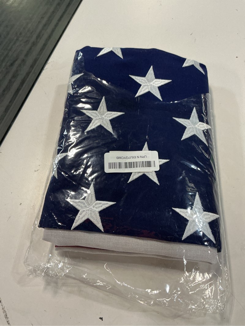 Condition photo showing Good Condition for american flag for outside 4x6 ft, deluxe heavy duty spun polyster, tearproof and waterproof super tough series, all weather high wind usa us flag with embroidered stars, sewn stripes, brass grommets 4 by 6 ft