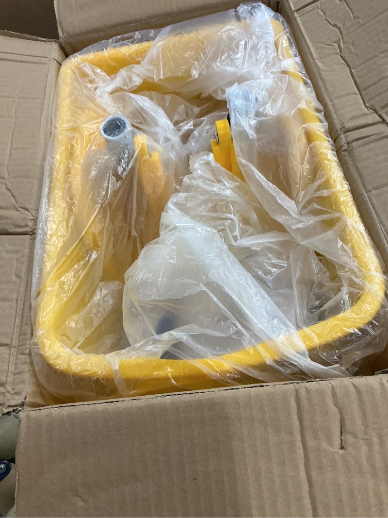 Condition photo showing Good Condition for mind reader mop bucket with wringer (mop not included), 5.5 gallon cleaning bucket with wheels and handle, upward press wringer, small mop compatible, yellow mop bucket only yellow