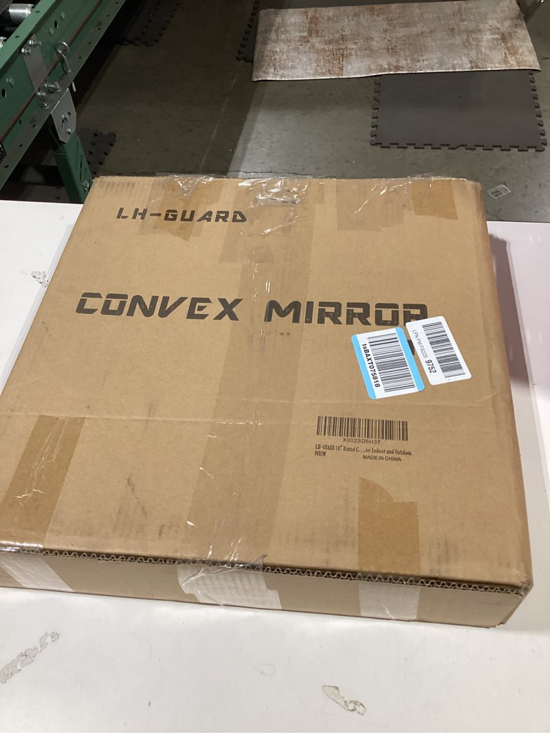 Condition photo showing Good Condition for convex mirror - 18" security mirror for business, garage, warehouse, office. 18 inch convex safety mirror indoor outdoor with clear view wall-mounted 18" indoor