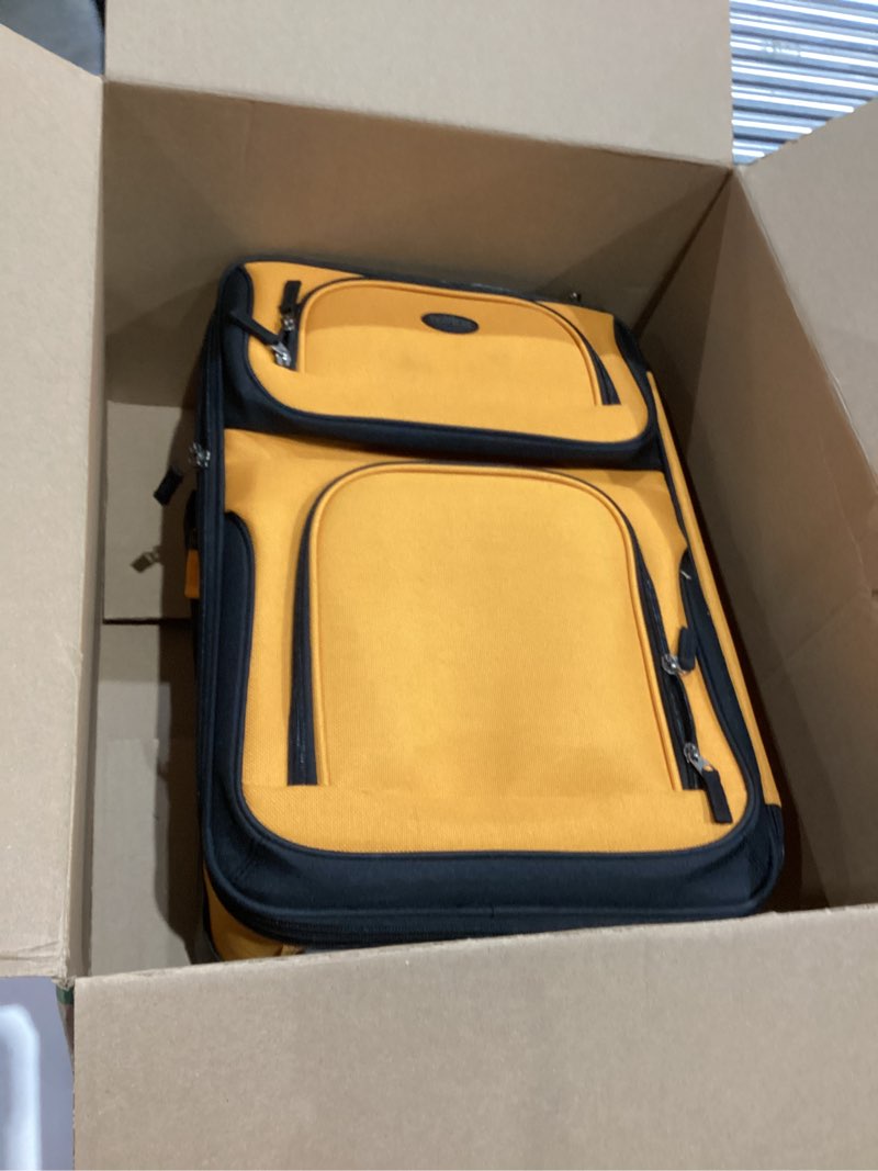 U.S. Traveler Rio Rugged Fabric Expandable Carry-on Luggage, 2 Wheel Rolling Suitcase, Orange, 2-Piece