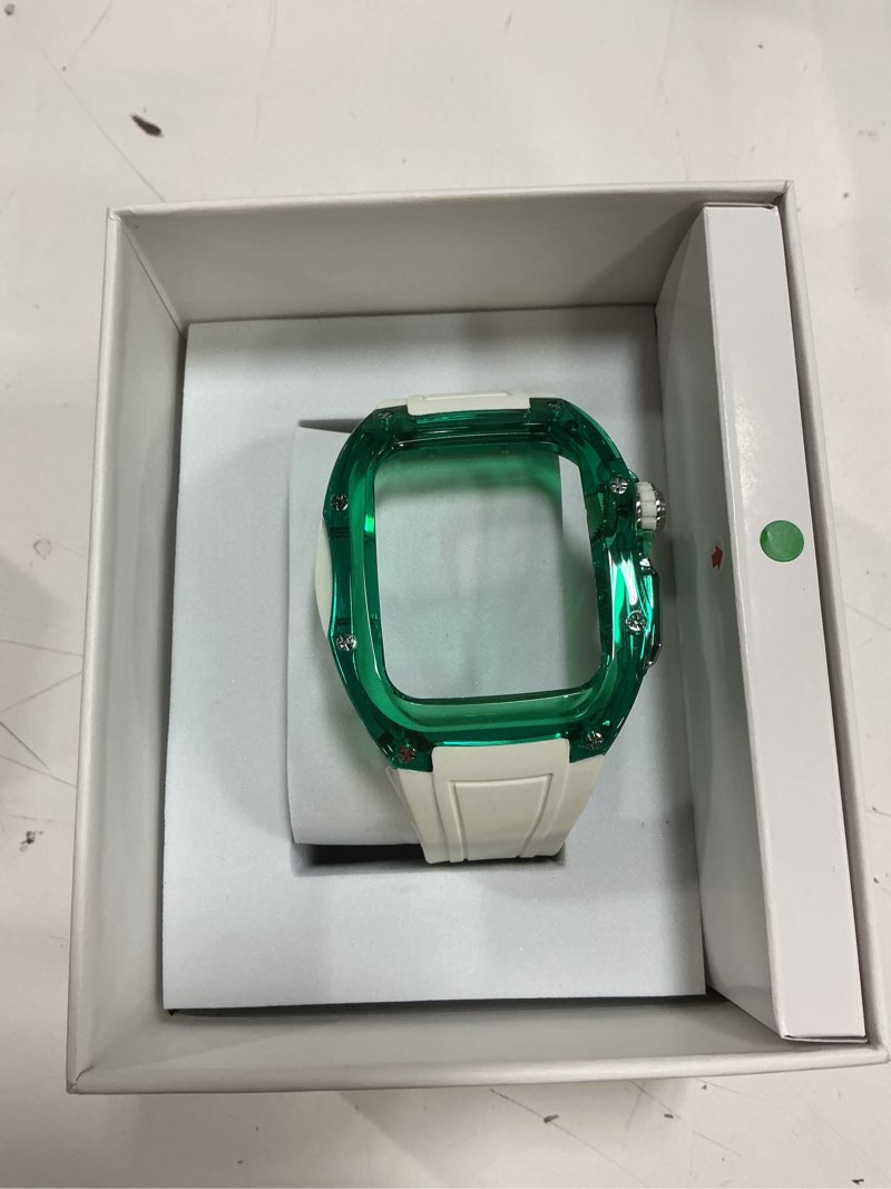 Condition photo showing New/Like New for Compatible with Apple Watch Series 9/8/7 45mm Bands Case for Men, Translucent Heavy Duty Case with Military Sport Strap, Tactical Grade Shockproof Bumper Cover for iWatch