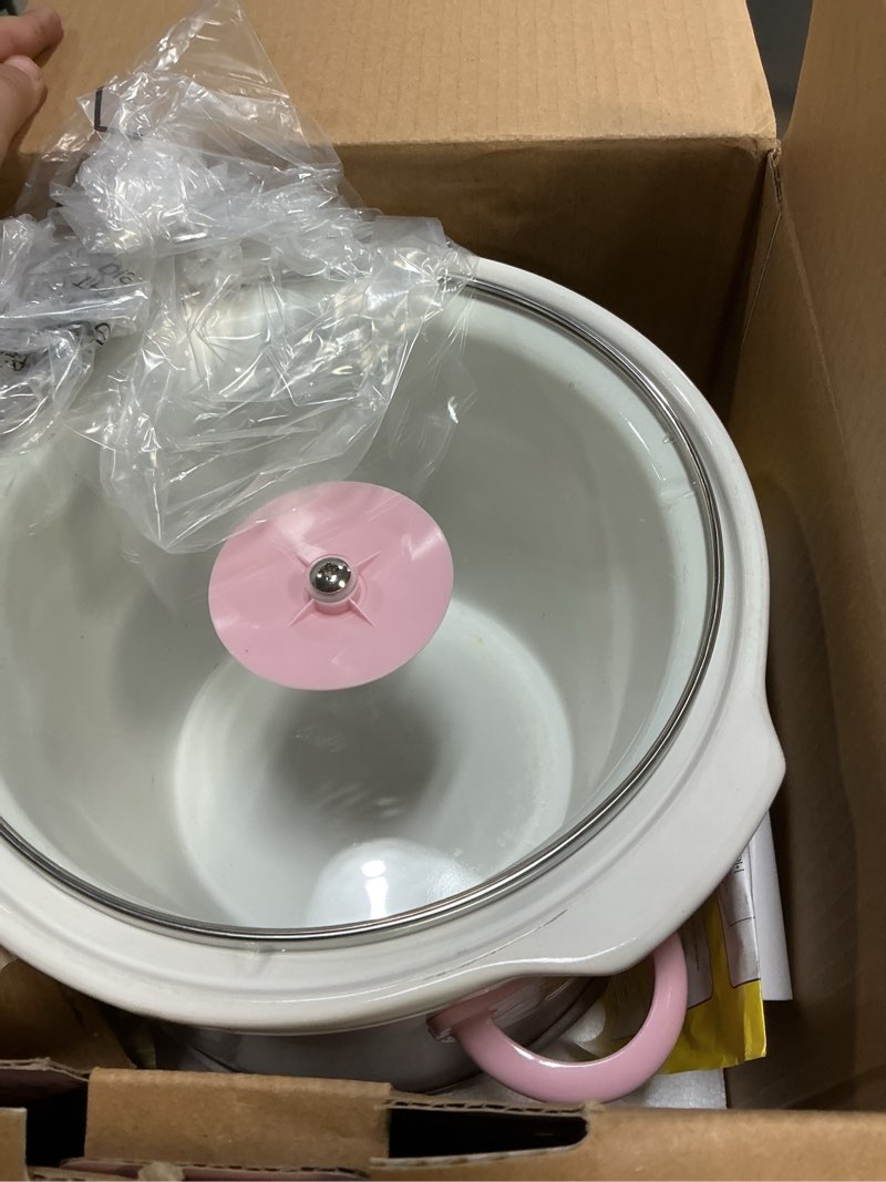 Condition photo showing Good Condition for Paris Hilton 3.5-Quart Manual Slow Cooker, Features Three Settings (Low, High, Warm), Naturally Nonstick and Dishwasher Safe Stoneware Insert, Family Sized Capacity, Pink 3.5 Quarts Pink