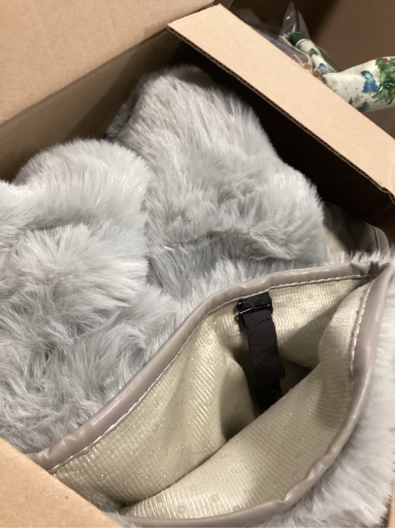 Condition photo showing As Is for Plush Recliner Slipcover Home Faux Fur Fluffy Recliner Chair Slipcover Non Slip Back Fuzzy Fluffy Reclining Couch Cover Soft Comfort Sofa Slipcover Washable Furniture Protector (Light Gray)
