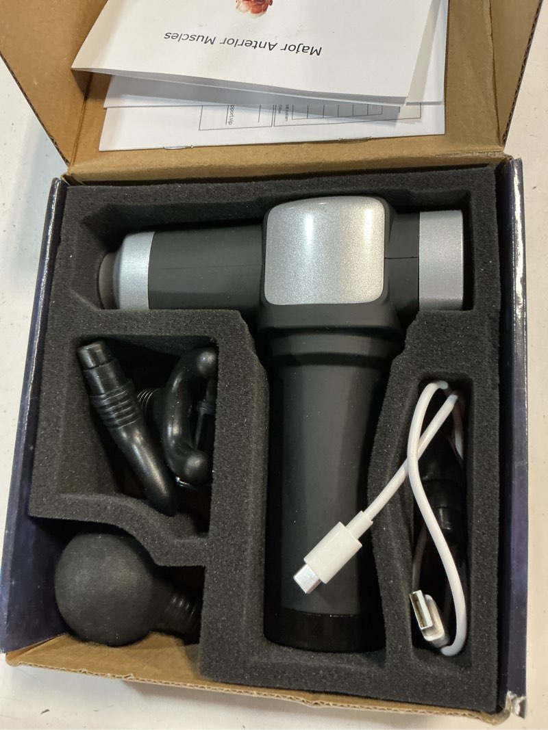 Condition photo showing Good Condition for massage gun deep tissue, portable percussion electric muscle massager for pain relief, handheld massagers with 30 speeds & 6 attachments for back and neck, gifts for men women black