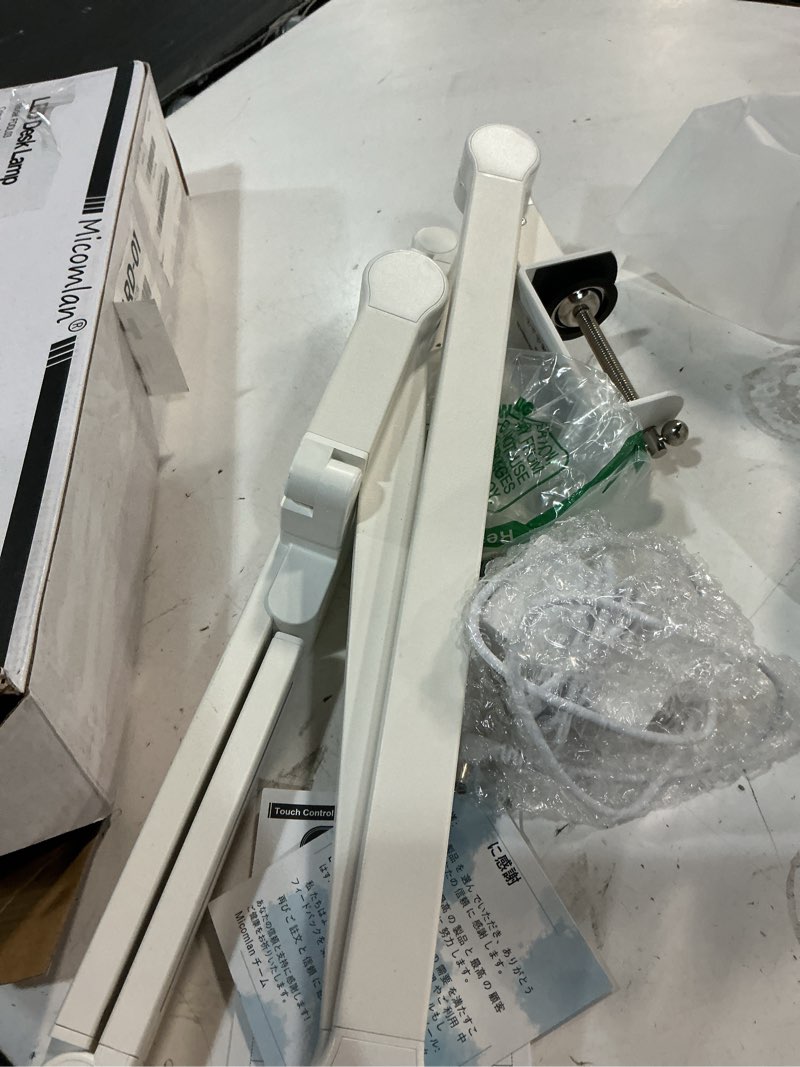Condition photo showing Good Condition for micomlan led desk lamp for home office, white architect desk lamp with clamp for crafting, 24w bright rotatable led table light stepless dimming tempering wide computer light with atmosphere lighting