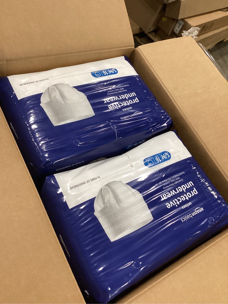 Condition photo showing Good Condition for amazon basics unisex protective underwear, overnight absorbency, small/medium, 64 count, (4 packs of 16) small/medium 64.0