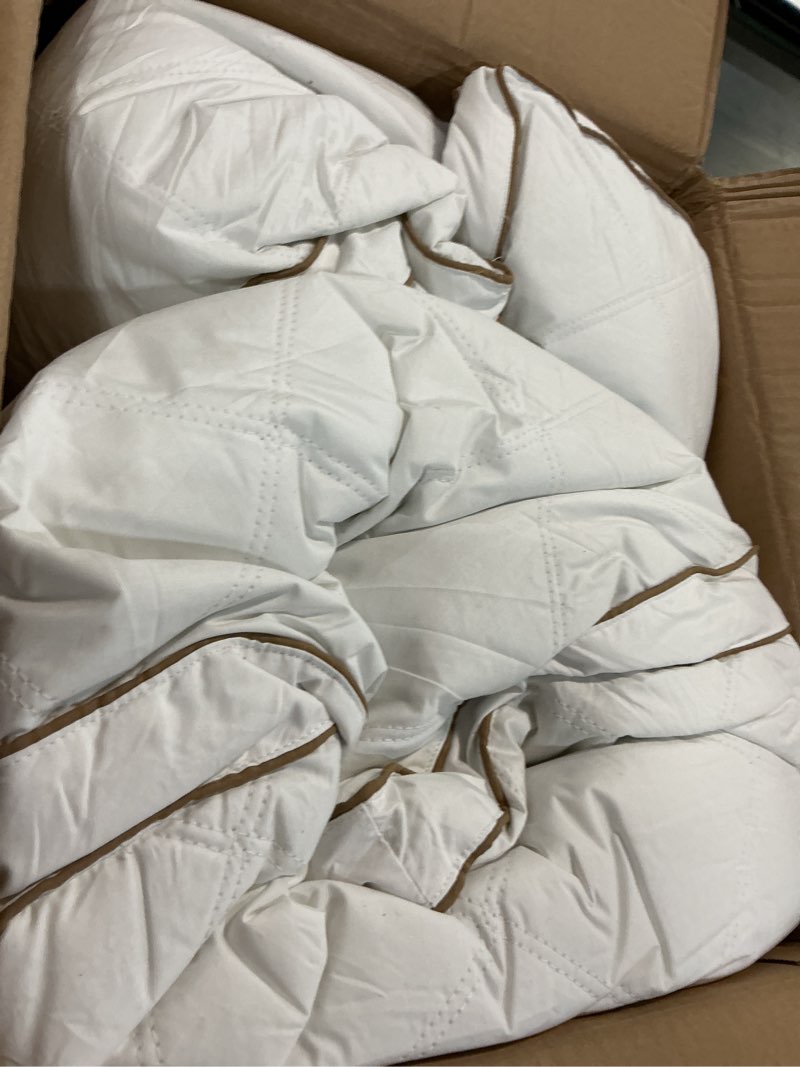 Condition photo showing As Is for puredown® goose feathers and down pillow for sleeping hotel collection bed pillows, gusseted, king, set of 2 gusseted style 1 king (pack of 2)