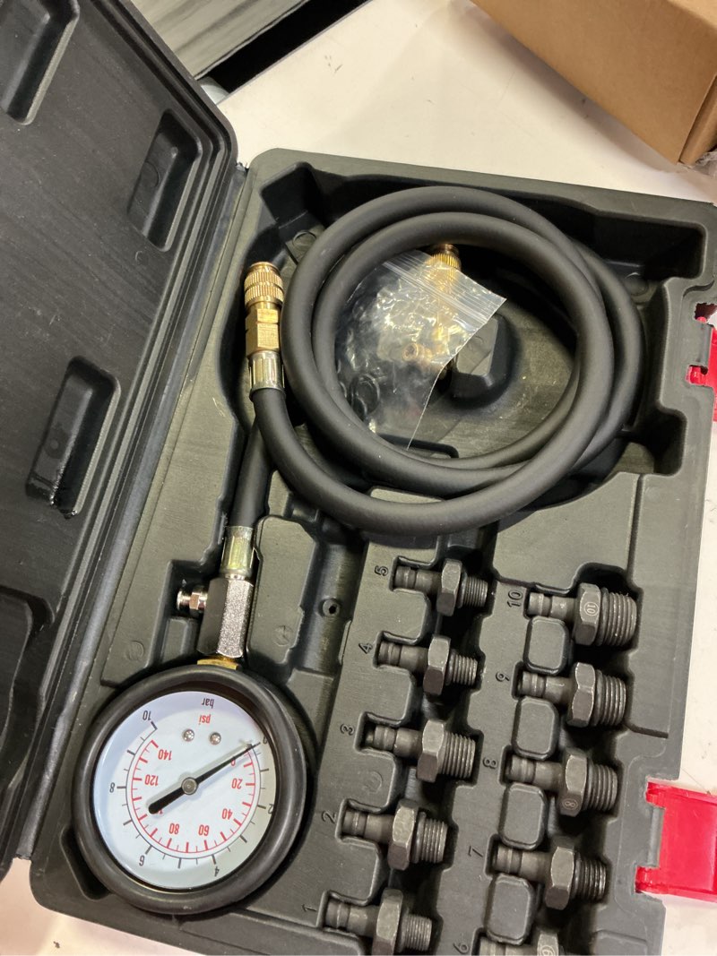 Condition photo showing Good Condition for oil pressure tester kit 0-140 psi, professional engine oil pressure gauge diagnostic tool for cars, trucks, atvs, motorcycles - universal fit, accurate measurement