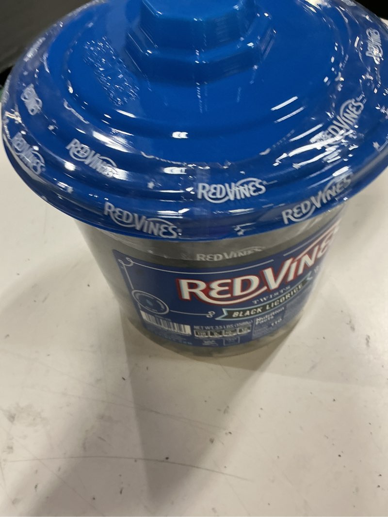 Condition photo showing New/Like New for red vines black licorice candy black licorice soft chewy candy twists 3.5 lb jar licorice 3.5 lbs